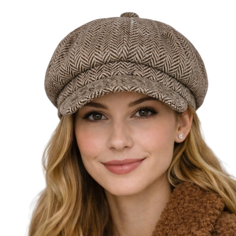 TU.LX Newsboy Cap Tweed Y2K Style, New with tags